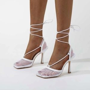 Tie Leg Mesh Panel Heels